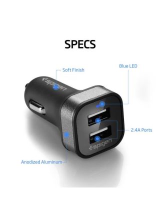 Автозарядка Spigen Dual Port USB F24QC 4.8A