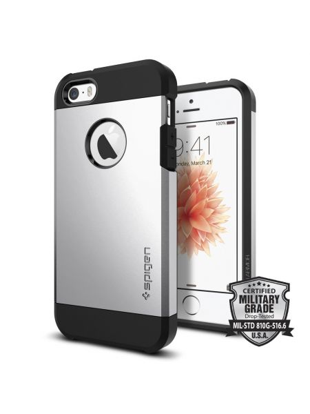 Чехол Spigen Tough Armor для iPhone SE/5S/5, Satin Silver