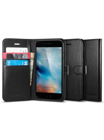 Книжка-чехол Spigen Wallet S для iPhone 6S/6, Black Leather , SGP11556