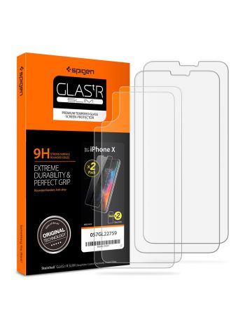 Защитное стекло + защитная пленка Spigen для iPhone X SLIM HD, 057GL22759