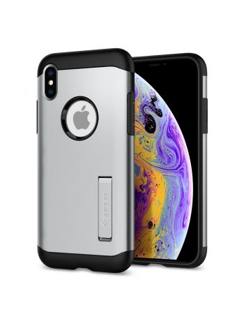 Чехол Spigen для iPhone X/XS Slim Armor, Satin Silver (063CS24521), 063CS24521