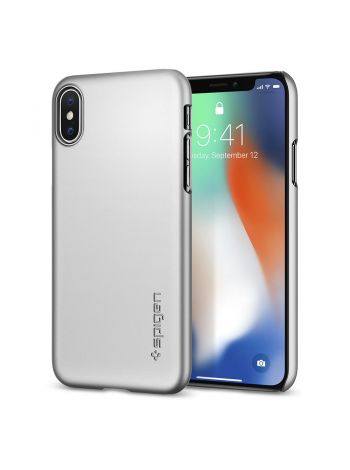 Чехол Spigen для iPhone X/XS Thin Fit, Satin Silver , 057CS22113