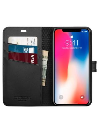 Книжка-Чехол Spigen для iPhone X/XS Wallet S, Black Книжка-Чехол Spigen для iPhone X/XS Wallet S, Black